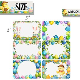 Easter Name Tag Colorful Happy Easter Blank Name Labels Cute Rabbit Bunny Egg Name Stickers Hello My Name is Stickers for Easter Decoration Supplies, 2x3 in,120 PCS