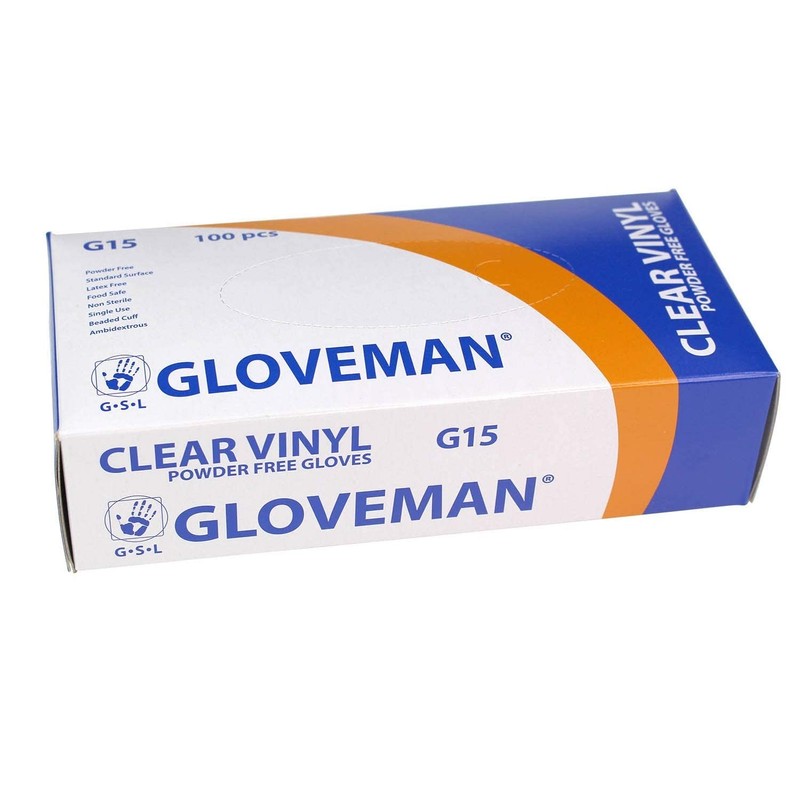 Gloveman Clear Vinyl Gloves (Box of 100) (Large)