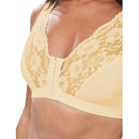 Eden House Ladies | Pack of 5 Bra Cotton Lace Front Fastening Magic Bra | Cream