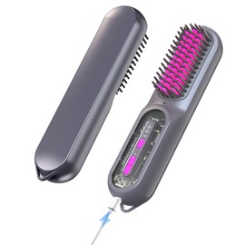 PDGROW Schnurlose Haarglätter-Bürste, Tragbare Glättungsbürste für Frauen, Bartglätter Kamm für Männer, 9600mAh Wiederaufladbar Ionischer Bürste für Haar und Bart Glätteisen, Anti-Verbrühung/Tragbar