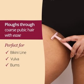 Carmesi Maquinilla de afeitar de bikini para mujer | Sin cortes, sin golpes | Hoja japonesa de nano-precisión con peine de seguridad | Afeitado de lín