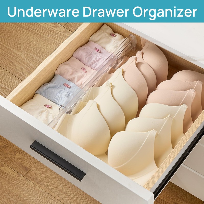 Vtopmart 4 Pack Shallow Drawer Dividers, Adjustable 2.3" High Expandable
