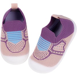 Baby Boys Girls Walker Shoes Toddler Socks Breathable Mesh Baby Walker Shoes Slippers Infant Shoes Non Slip Soft Rubber Sole,Purple