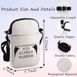 PLITI Bat Boys Gift Sarah J Maas Fan Gift My Other Ride Is An Illyrian Warrior Acotar Crossbody Bag For Book Lover, Illyrian Warrior Zcbagu