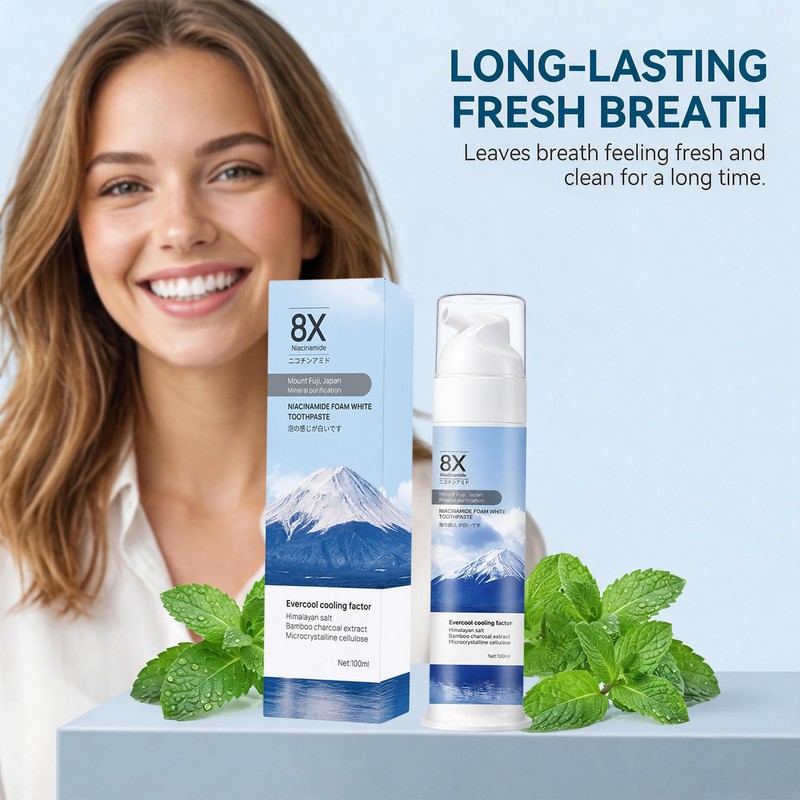 Niacinamide Whitening Toothpaste,Niacinamide Foam Whitening Toothpaste,Brightens & Whitens Teeth,Natural Gentle,Fresh