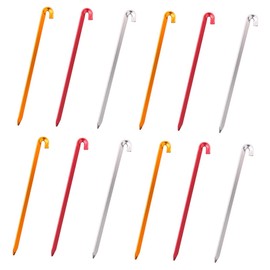 GANAZONO 12pcs Aluminium Alloy Tent Pegs Lightweight Ground Stakes for Camping Hiking and Outdoor Use Durable Design with Curved Hook for Easy Removal