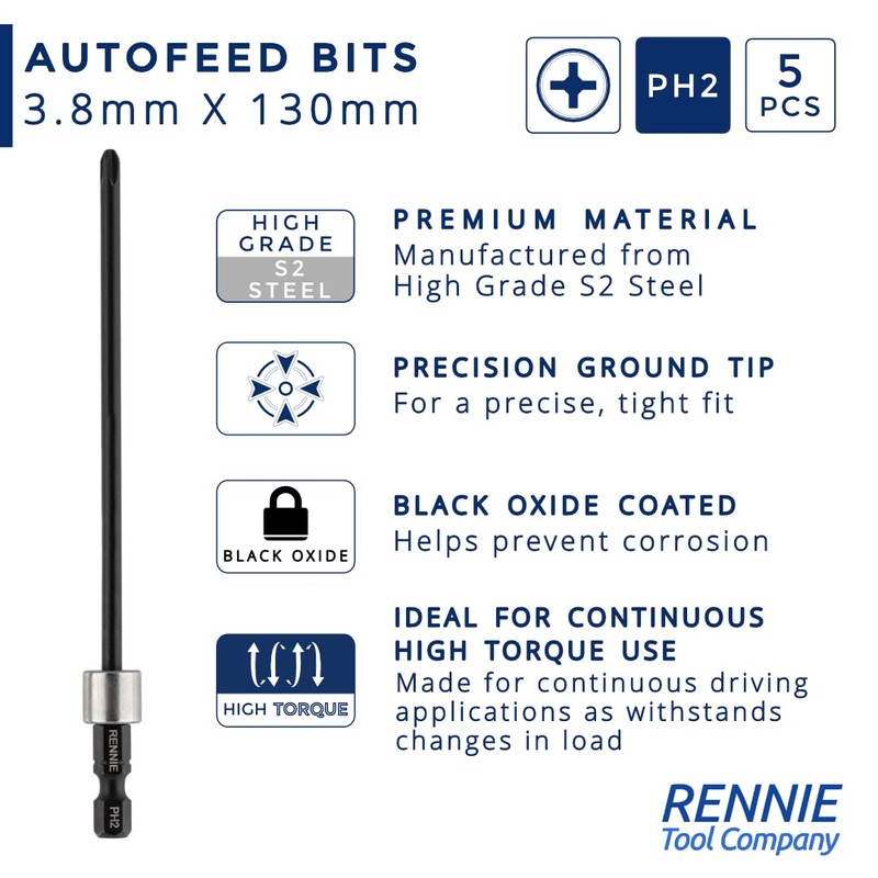 5 x Rennie Tools 130mm Long Compatible with Makita DFS452