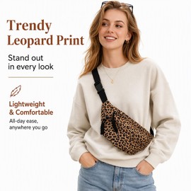 1-Piece Leopard Print Bag, Khaki Animal Print Bum Bag