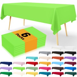 Smiry Disposable Table Cloth - 6 Pack, 54 x 108 Inch Table Cloths for Parties, Decorative Tablecloths for Rectangle Tables, Waterproof Plastic Table Cover, Leakproof & Sturdy, Lime Green