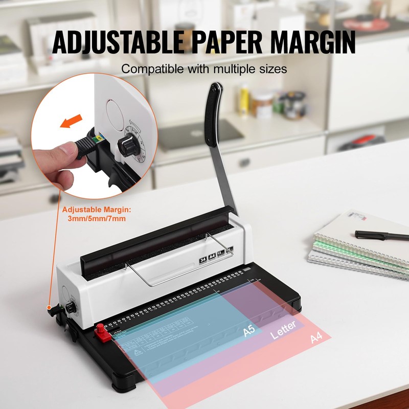 Happybuy Coil Spiral Binding Machine, Manual Book Creator with 34-Holes,