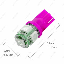 SAWE - 168 194 2825 T10 W5W 5050 5-SMD LED License Plate Dome Map Lights Bulbs (10 pieces) (Pink/Purple)