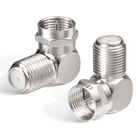 Superbat F-Type Adapter 75ohm F Male to Female 90 Degree Coax Adapter 2Pcs RG6 RF TV Adapter for TV VCR HDTV CCTV Antenna etc.