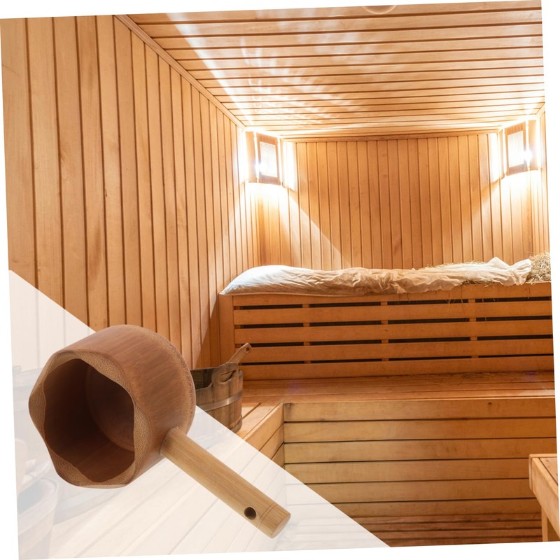 FRCOLOR Bamboo Water Ladle Ergonomic Long Handled Bathing Scoop for