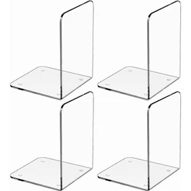 BEAUTY CHOICE Sujetador de Libros Acrílicos,Soporte Transparente para Estantes Antideslizante,Extremos de Libro Decorativos para Oficina, Escuela, Hogar (5 x 5 x 7.3 Pulgadas, 2 Pares / 4 pzs)