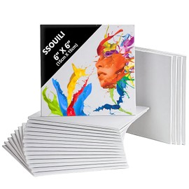 Juego de 20 Paneles de Lienzo,6 x 6 pulgadas(15x15cm) Tableros de Lienzo para Pintura,100% algodón, libre de ácidos,para Artistas Profesionales, Aficionados y Principiantes