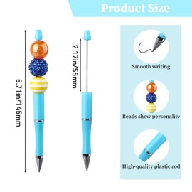 Jeqqinuz 20 Pack Beadable Pens, Bulk Colored Beaded Pens with 40 Refills DIY Gift Set, Plastic Black Beadable Ink Kit, Fun Craft Bead Pencils Supplies for Students Teachers Office School Supplies