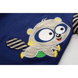 Kiddiezoom Baby Boys Pack of 3 Short-Sleeved Bodysuit Organic Onesies, Pack of 3 fox / striped / print