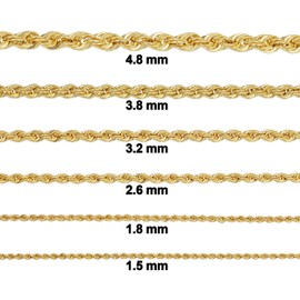 Kooljewelry 10k Yellow Gold Rope Chain Necklace (1.8 mm, 16 inch)