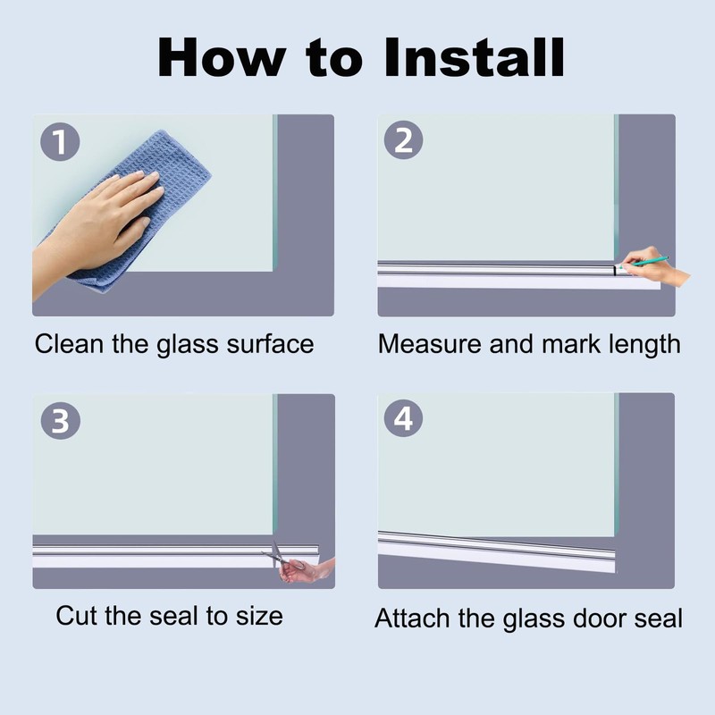 YTSAHSTT Frameless Shower Door Bottom Seal for 3/8" (10mm) Thick