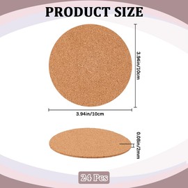 CRASPIRE 24Pcs 4 Inch Self Adhesive Cork Coaster Waterproof Coasters Burlywood Round Non Slip Cups Tiles Sheets Mat Drinks Coasters Backing Holders Sets for Glass Bottles DIY Crafts Decorative Board
