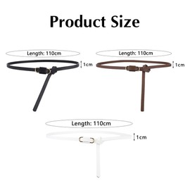 FDEETY Women's Belts, Pack of 3, Classic PU Leather Belt, Fashionable, Versatile Waist Belt, Without Holes, Decorative Belt, Perfect for Leisure Dresses (Black + Brown + White), Black, brown, white