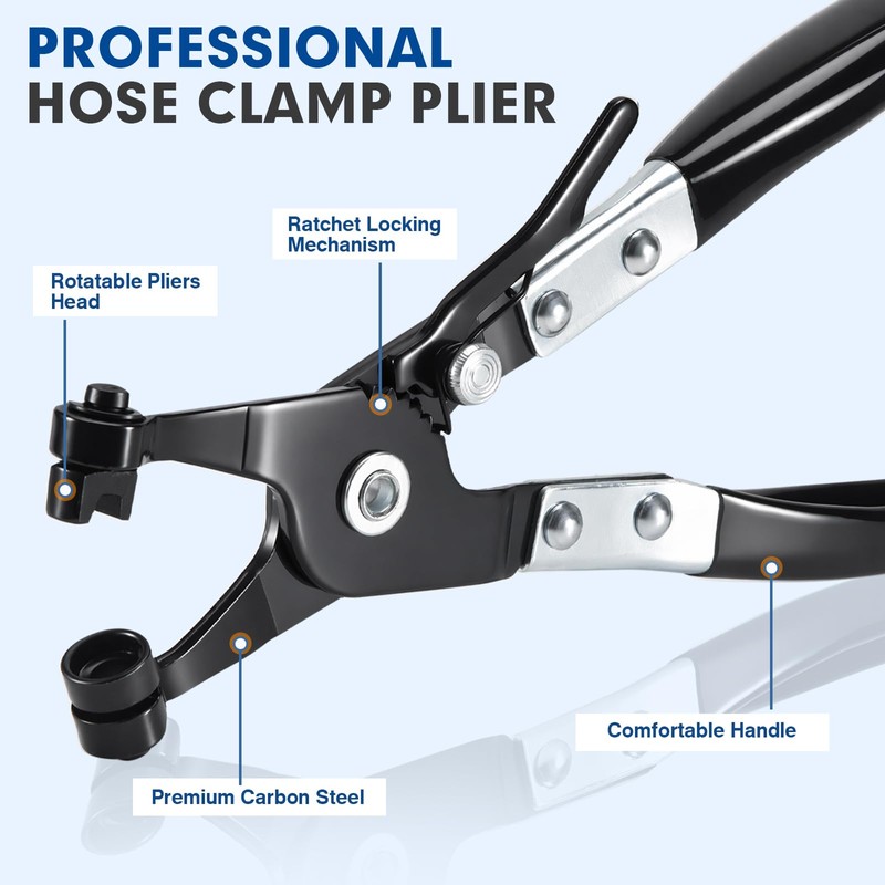 Hose Clamp Pliers with Ratchet Locking