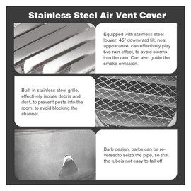 Stainless Steel Air Vents,4 Inch Round Louver Grille Cover Vent Hood Flat Ducting Ventilation Air Vent Wall Air Outlet with Fly Screen Mesh (Sliver)