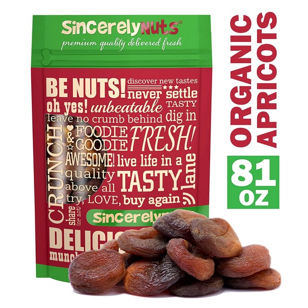 Sincerely Nuts – Organic Dried Turkish Apricots | Five LB Bag | Healthy Pitted Apricot Fruit | Raw Vegan Snack | Dehydrated and Unsulfured | Sweet Gourmet Snacking Food | Kosher and Gluten Free