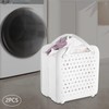 WUSILILU 2pcs White Foldable Laundry Basket with Handle, Plastic Rectangular