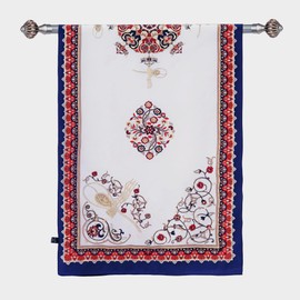 Bursa Ipek - Bufanda de seda 100 % a mano para mujer, diseño de palacio, transpirable, 21 x 58 pulgadas, Otomana Dark Blue-red, Largo