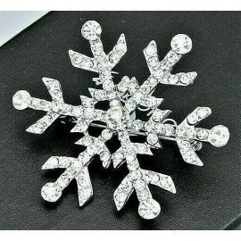 Unbranded Holiday WHITE Star SNOWFLAKE Rhinestone Vintage Inspire Christmas Brooch Qy+2 st