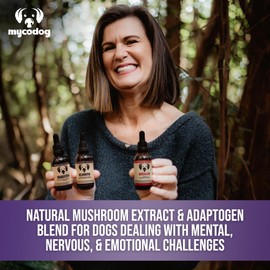 MycoDog Clarity - Mushroom Extract & Adaptogen Tincture for Canines - Ashwagandha Supplements for Nervous, Mental, & Emotional Support - Reishi, Cordyceps, & Lions Mane Supplement