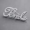 Mariell Crystal Rhinestone "Bride" Brooch Pin in Script Lettering -