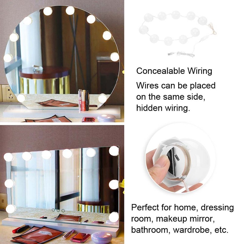 10 Bulbs Vanity LED Makeup Mirror Lights Dimmable Bulb Adjustable