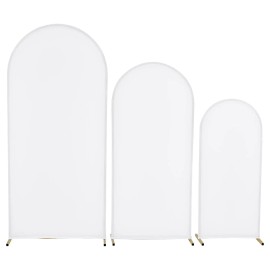 Set of 3 Gold Metal Arch Backdrop Stands 6/5/4 ft Stable Structure & Easy Assembly for WeddingsCombination Type: 3 PCS with Fabric Cover, size: Size 6ft,5ft,4ft