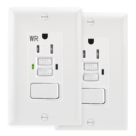 Wengart 15A GFCI Outlet with Switch,2Pack,AC125V Weather-Resistant and Tamper-Resistan,ETL Listed,Back &Side Wire,White