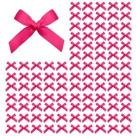 EONSUI 100PCS Mini Hot Pink Bows Decoration, Tiny Satin Ribbon Ornaments for DIY, Crafts, Favors, Fit for Wedding, Party, Birthday, Bachelorette Party, Bridal Shower, Valentine's Day, Christmas