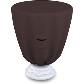 Covers & all Round Bird Bath Cover, Feeder Bowl Well Winter Cover with Elastic, 18 Oz Heavy Duty Waterproof UV Weather Resistant Outside Garden Backyard Basin Fountain (21" Diameter x 18" H, Coffee)