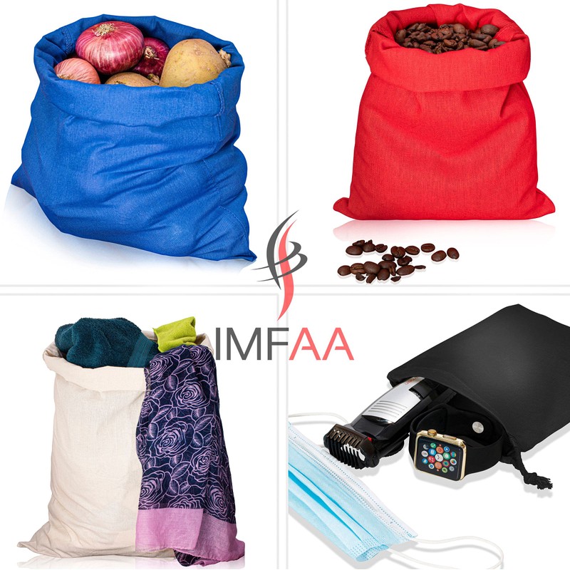 IMFAA Plain Drawstring/Sack/Stocking/Storage/Laundry/Muslin 100% Cotton Shopping Bags in 6 Sizes