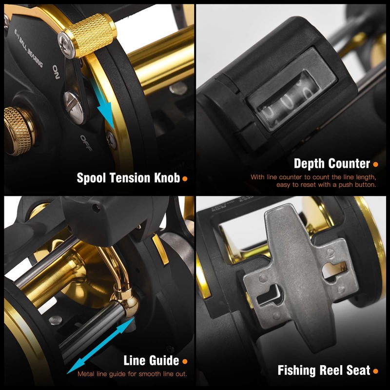 Fishing Reel Line Counter Reel 6+1 Ball Bearings Left/Right Ice