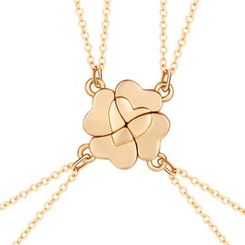 Cosysparks Friendship Necklace for 4, 4 Pcs Best Friend Necklaces BFF Necklace for 4 Girls Matching Four Leaf Clover Pendant Sister Necklace for Women Graduation Birthday Christmas Gifts (golden)