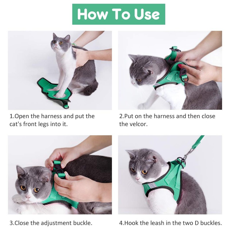 Cat Harness for Walking Escape Proof 2 Pack, Lightweight Kitten