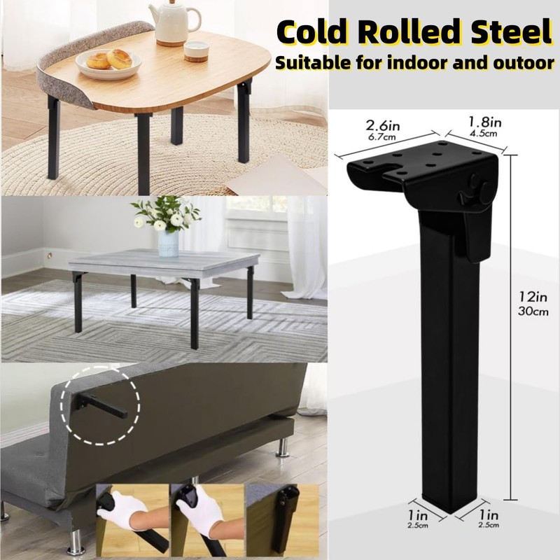 12 Inch Foldable Table Legs -4 Pack Heavy Duty Metal
