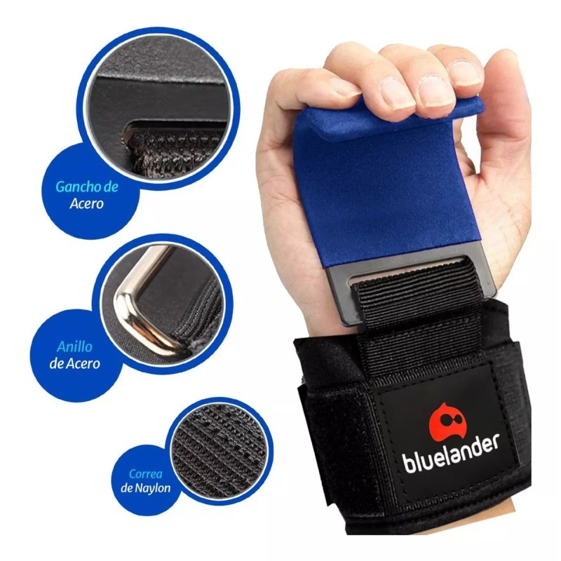 Bluelander Straps Ganchos De Levantamiento Muñequera Gym Crossfit Pesas Color