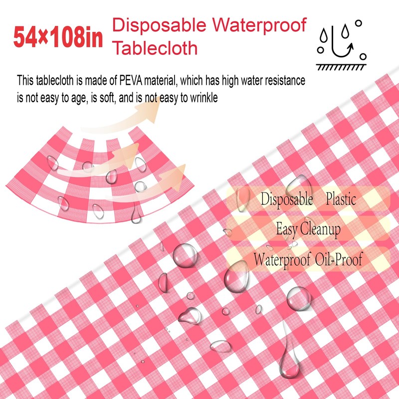 OLIVBIN 2 Pack Red Gingham Picnic Tablecloths - 54 *