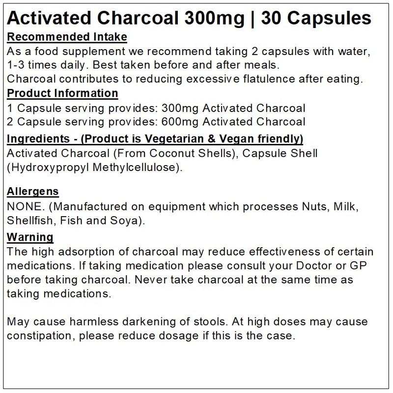 Activated Charcoal Capsules 300mg | Pure from Coconut Shells |
