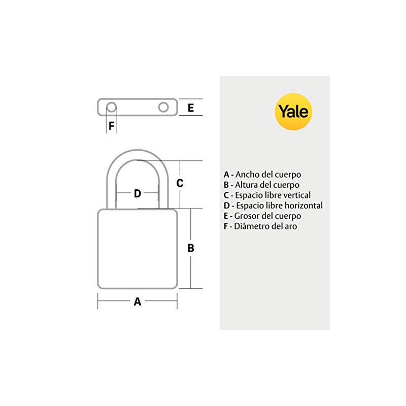 Yale Brass Padlock - Indoor, 20 mm