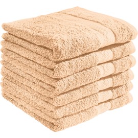 REDBEST Hand Towel Set, Terry Towelling Set of 6 Chicago Apricot Size 50 x 80 cm - Absorbent, Durable, Ideal for Travel, Sports (Other Colours)