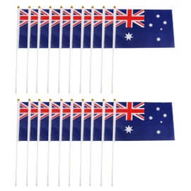 Bay Breeze 20Pcs Aussie Mini Flag, Pack of 20 Australian National Flags, 14cm X 21cm (20pcs), Green and Gold, Perfect for Patriotic celebrations, National holidays, Sports events