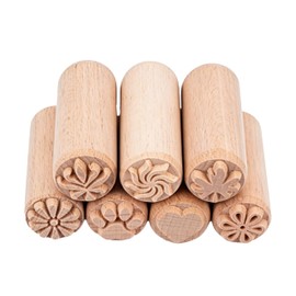 7 Piece Wooden Clay Stamps, 2 Inch Recessed Imprint Tools for Pottery
